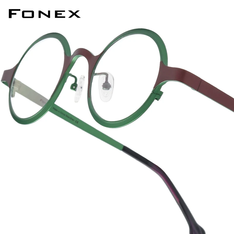 

FONEX титановая оправа для очков, женские брендовые дизайнерские винтажные круглые очки в стиле ретро, мужские разноцветные японские очки высокого качества 5771