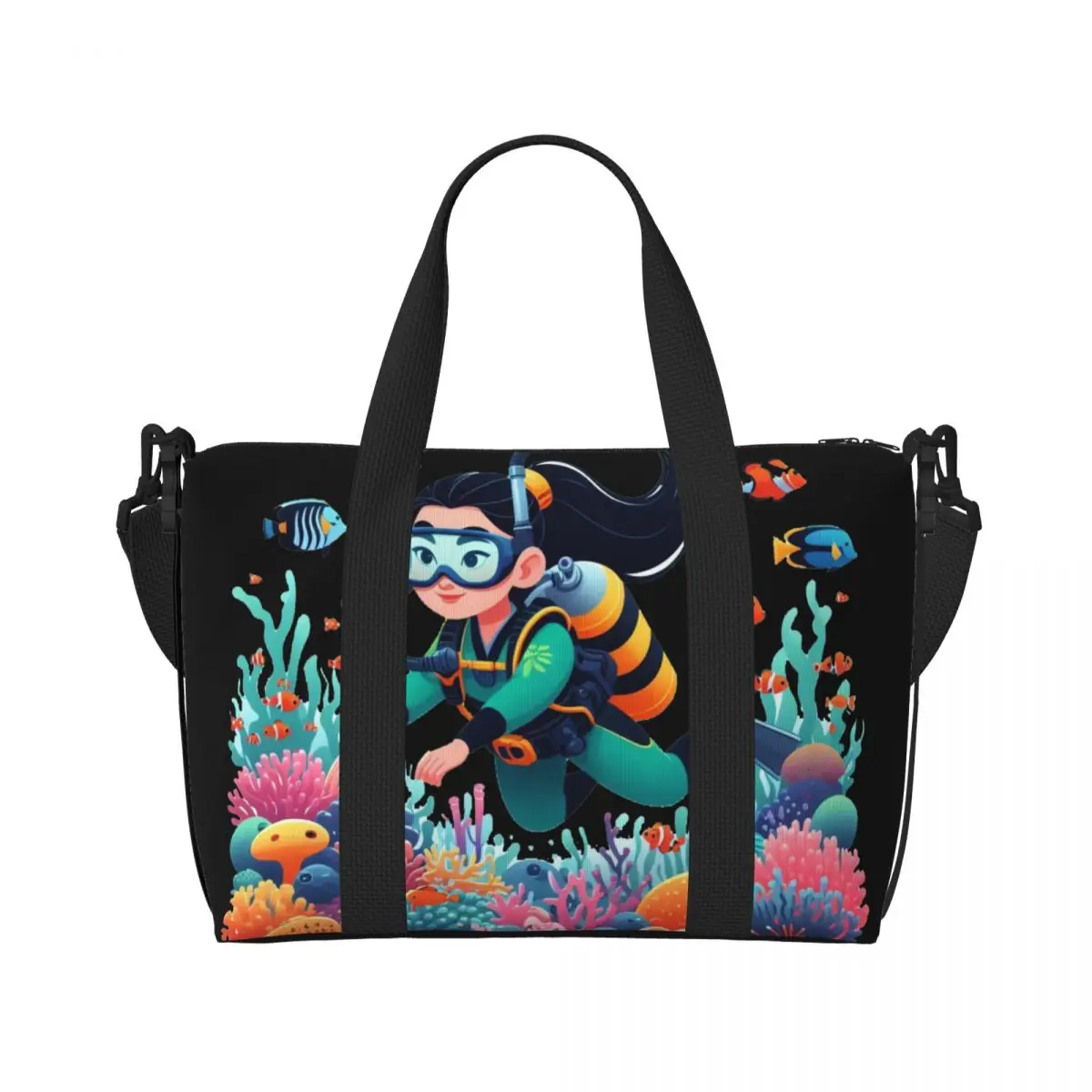 Custom Mulan Diving Tote Bag Women Large Capacity Gym Beach Travel Bags