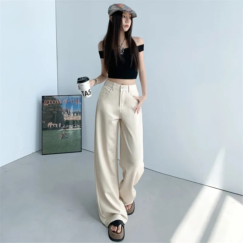 

Fashionable Stretch and Anti-wrinkle Wide-leg Jeans, New Four Seasons Versatile Casual High-waisted Floor-length Jeans for Women