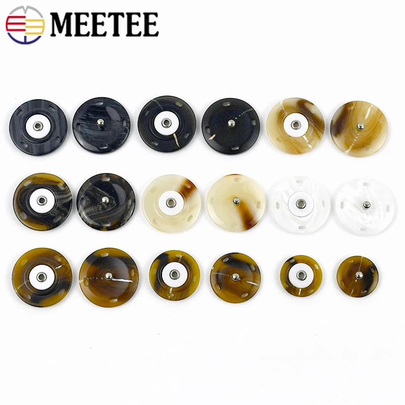

10/30Pcs Meetee 18/21/25mm Resin Snap Button Invisible Fastener Sewing Clothes Overcoat Press Stud Buckle Bag Decor Accessories