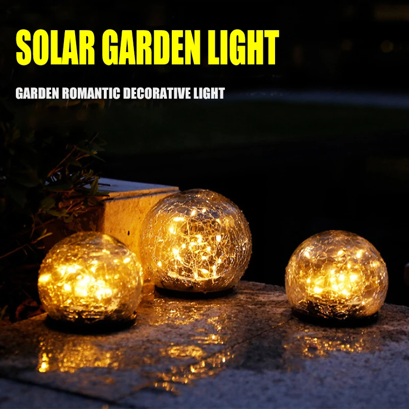 

LED Solar Courtyard Light Crack Ball Grass Light Waterproof Outdoor Garden Buried Light Villa Romantic Decorative Light
