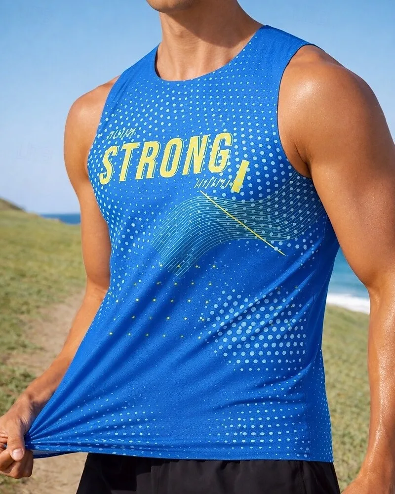 Men's Letter Workout Tank Top Running Tank Top Sports Top Summer Sleeveless Quick Dry Moisture Wicking Breathable Men clothing