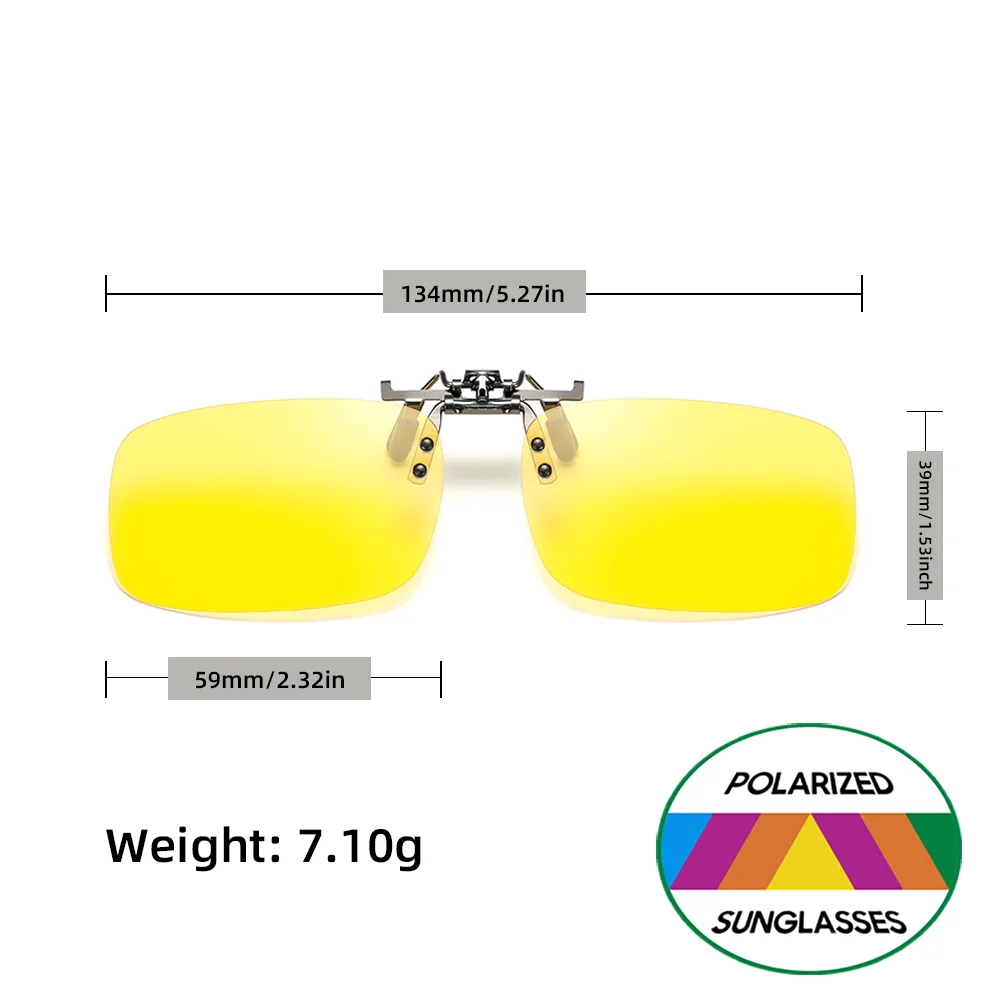 VIVIBEE Flip Up Clip On Nachtsichtbrille Polarisierte Männer Fahren Gelbe Sonnenbrille Frauen UV400 Angeln Universal Clips – Detail 12