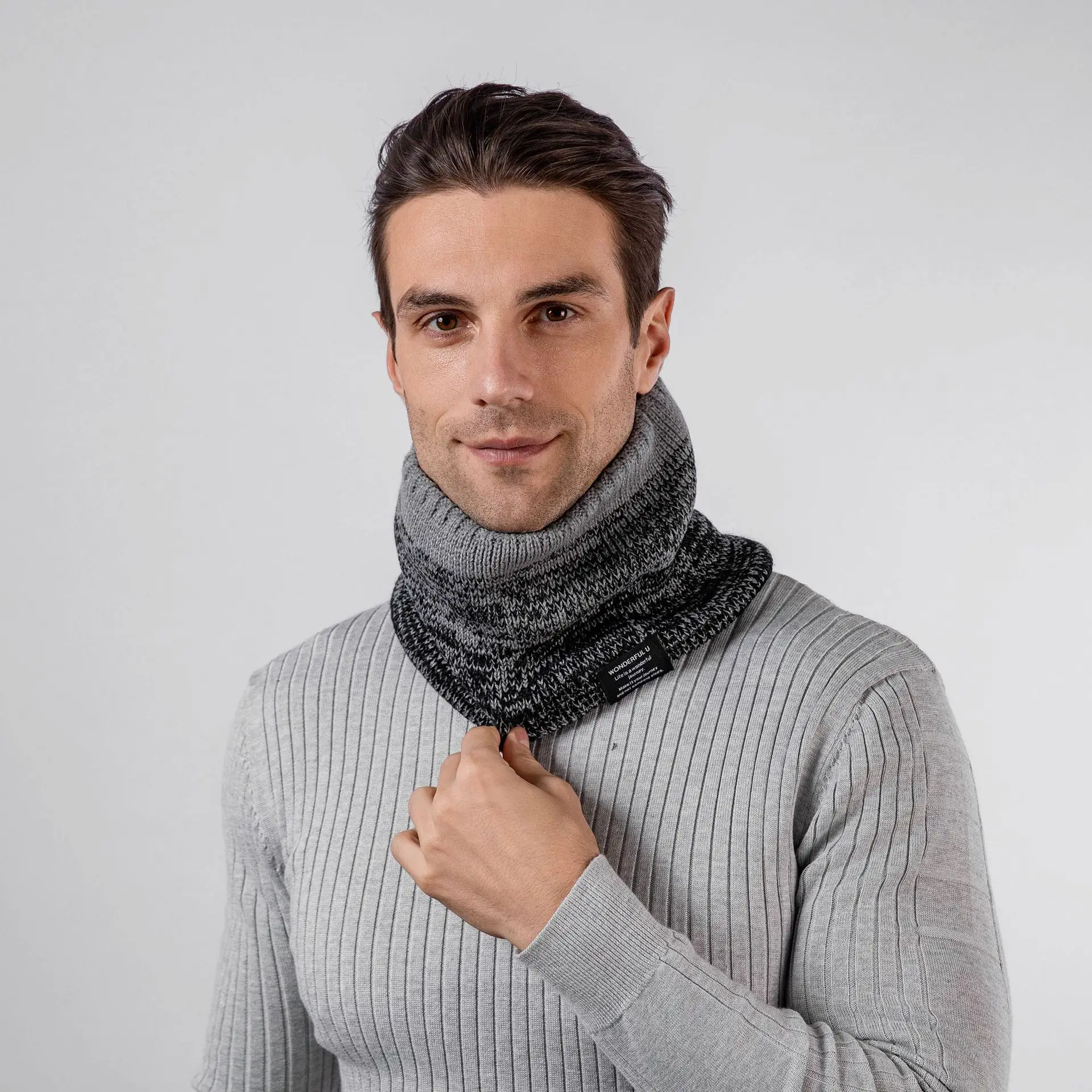 Winter Warm Scarf Woolen Knitting Neck Sport Scarf Men Face Cover Winter Skating Running Warm Scarves Thick Cold-proof Collar