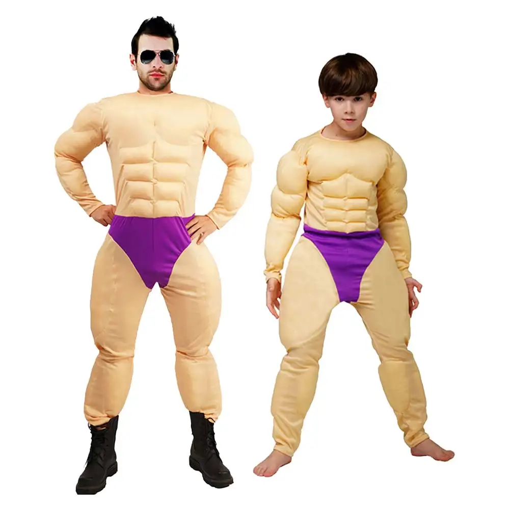 Costume de cosplay d'homme musclé pour enfants et adultes, vêtements amusants pour garçons, tenues de fantaisie, vente en gros