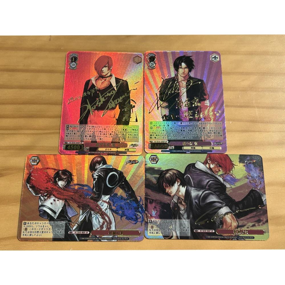 4Pcs/set The King of Fighters Iori Yagami Kyo Kusanagi Signature Flash Card Classic Game Anime Collection Cards Diy Gift Toys