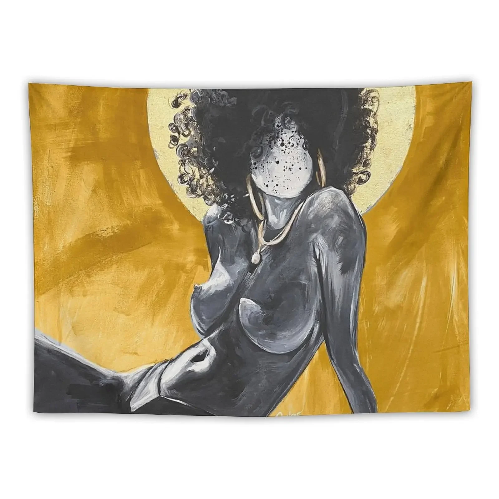 

Naturally Nude III GOLD Tapestry Room Decoration Aesthetic Tapete For The Wall Tapestry