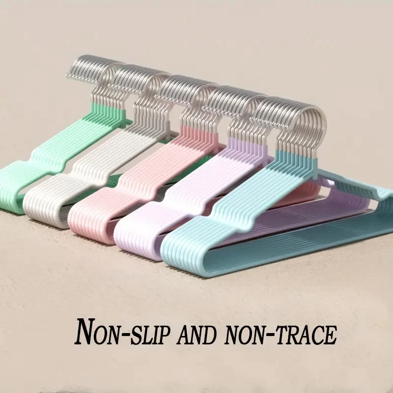 10/50 Pcs Plastic Coated Thick Hangers: Durable, Waterproof, and Non-Slip for Adult Wardrobe Organization