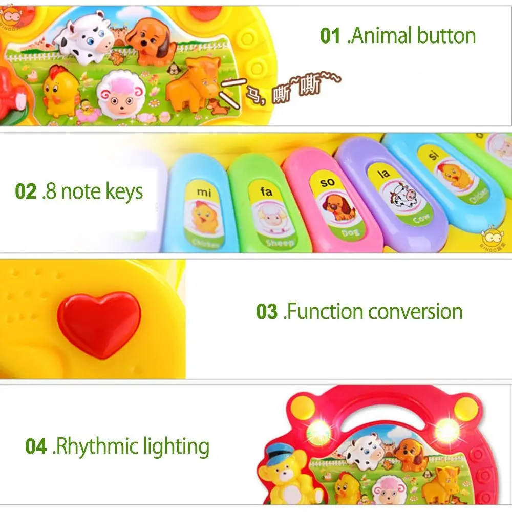 New Design Infant Cartoon Animal Kids Education Activity Small Toy Electronic Organ Musical Learning Toys