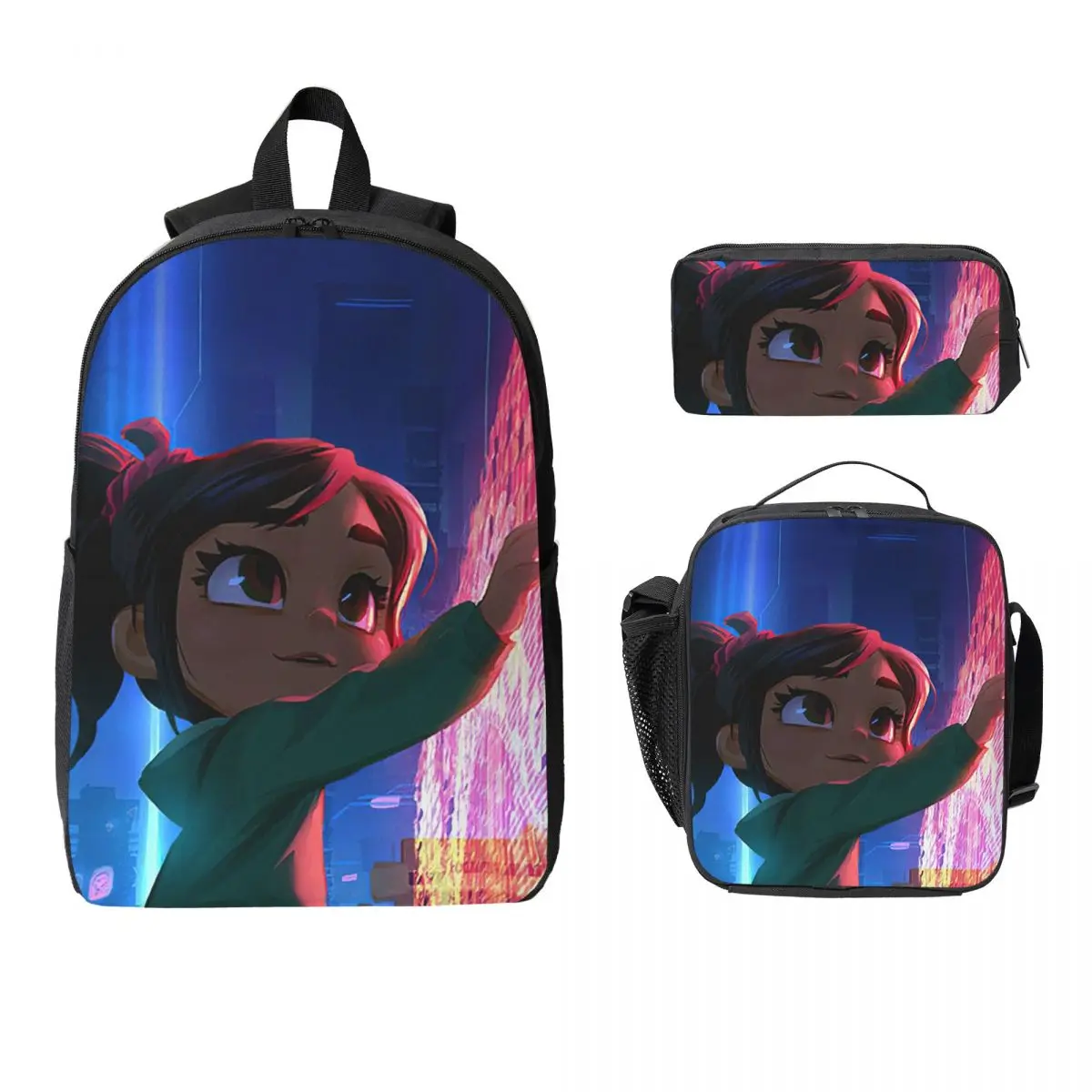 

Шорты Wreck-It Ralph Рюкзак Студенческий Сумка для книг для мальчиков и девочек Школьная сумка Сумки на плечо для ноутбука 3 шт. Изолированная сумка для обеда Пенал