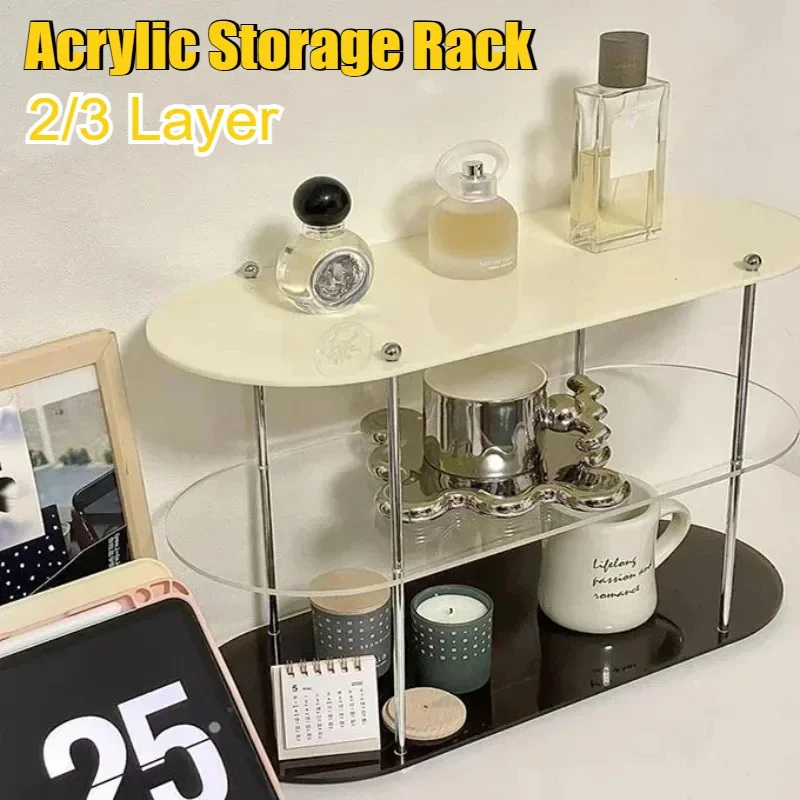 

2/3 Layer Ins Style Acrylic Storage Rack Multi-layer Decorative Shelves Desk Organizer Makeup Jewelry Home Organization Garden