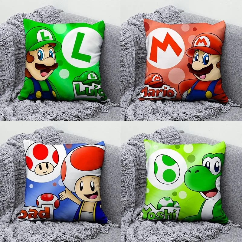 Чехлы на подушки на тему Марио и друзей: Луиджи, Маріо, Жаба, Йоши Дизайн! Чехол на диван, украшение для комнаты и дома
