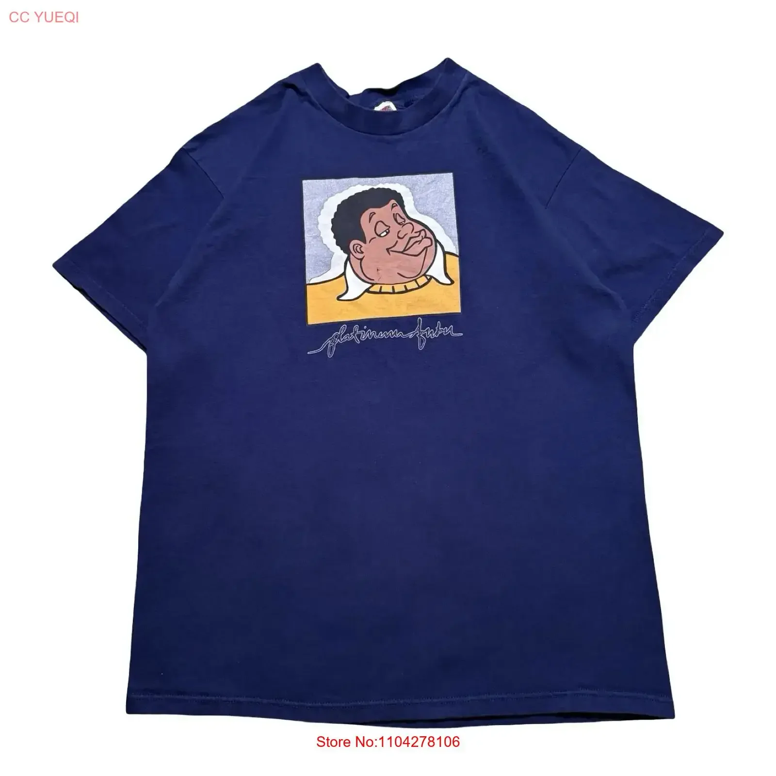 Винтажная футболка FUBU Platinum для мужчин, синяя, с принтом Fat Albert, в стиле хип-хоп, редкая, 90-е, Y2K, винтажная, с эффектом потертости, для повседневной носки, модная, слегка состаренная.