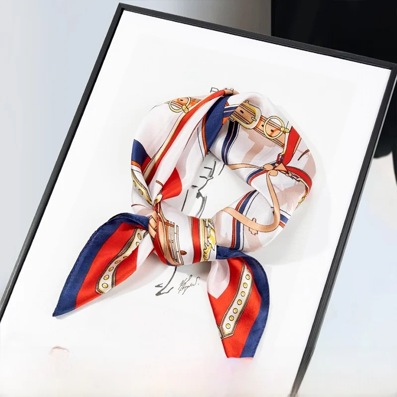 上海ストーリー-本物のシルクスカーフ-女性へのギフト-桑シルクスクエア-ブルーシルクスカーフ-高齢者の選択-春祭り