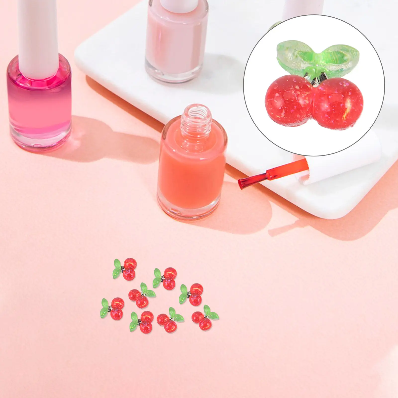 

400Pcs Cherry Nail Charms Flatback Resin Kawaii 3D Fruit Nails Design Decor Quick DIY Manicure Valentine Nail Art Accessories