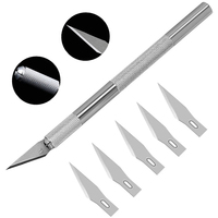 Stainless Steel Engraving Knife Blades Metal Blade Wood Carving Knife +5pcs #11 Blades Blade Replacement Surgical Scalpel Craft