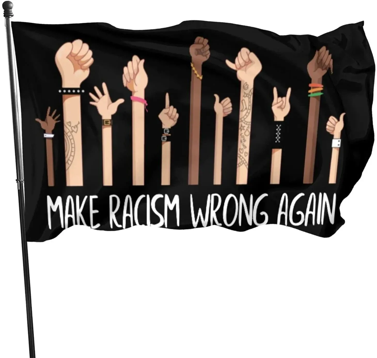 Make Racism Wrong Again Flags Party Garden Indoor and Outdoor Parade Decoration Flag Meaningful Commemorative Gift for Women Men