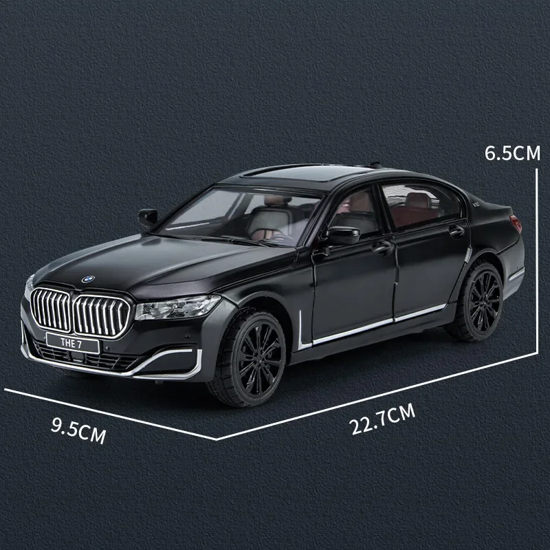 1/24 BMW THE 7 760Li 미니어처 다이캐스트 장난감 자동차 모델, 1:24 풀백 사운드 및 라이트 도어, 열 수 있는 컬렉션, 어린이 선물