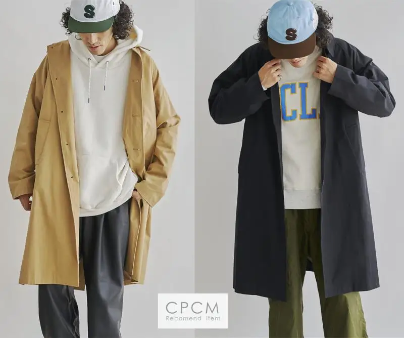 

Retro Japanese Sle Long Oversized Loose Fit Pure Cotton Single Button Notch Collar Workwear Coat oulder Insertion Design