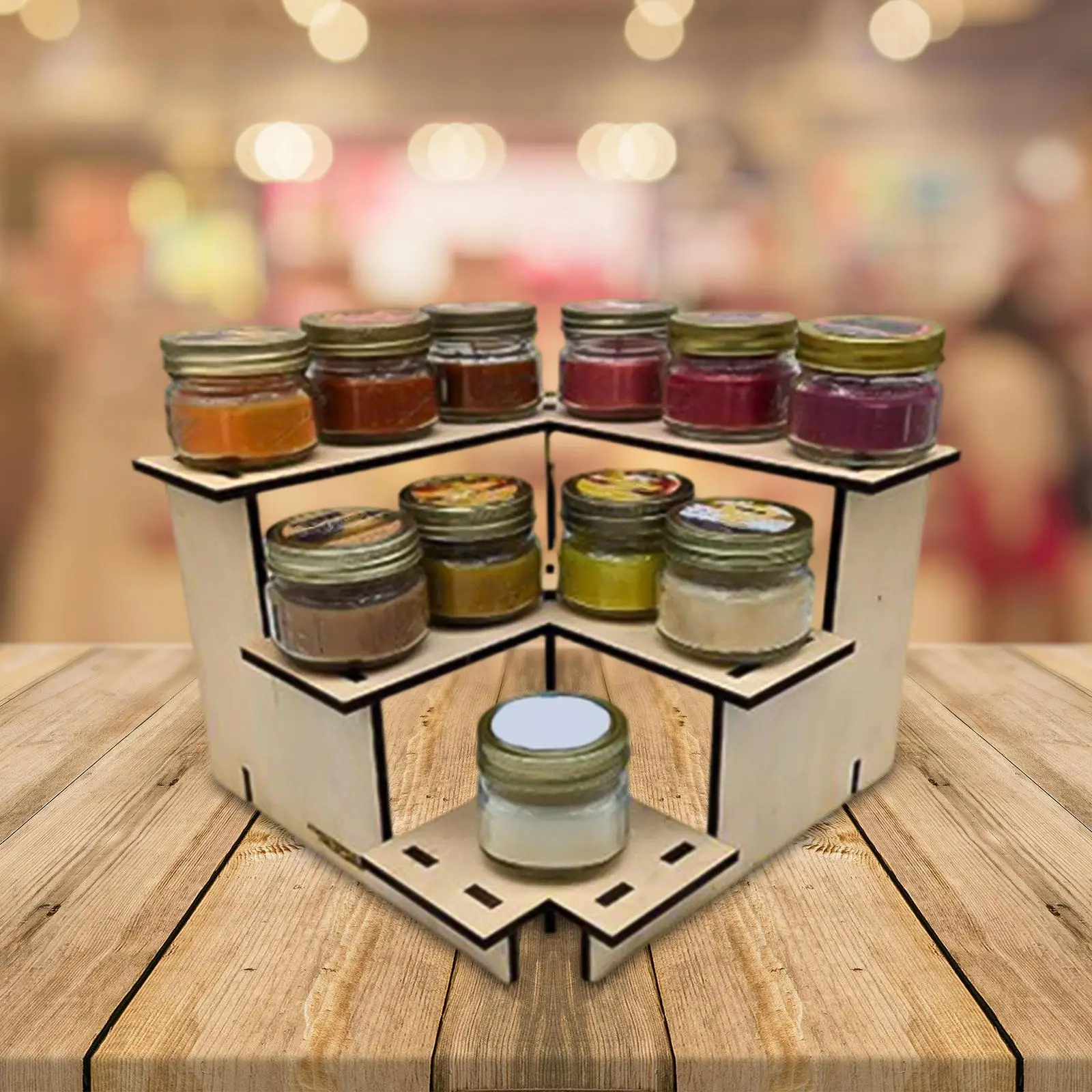 حامل عرض لطاولات البيع بالتجزئة مكون من 3 طبقات للعروض التجارية على سطح الطاولة للبيع بالتجزئة للأغذية