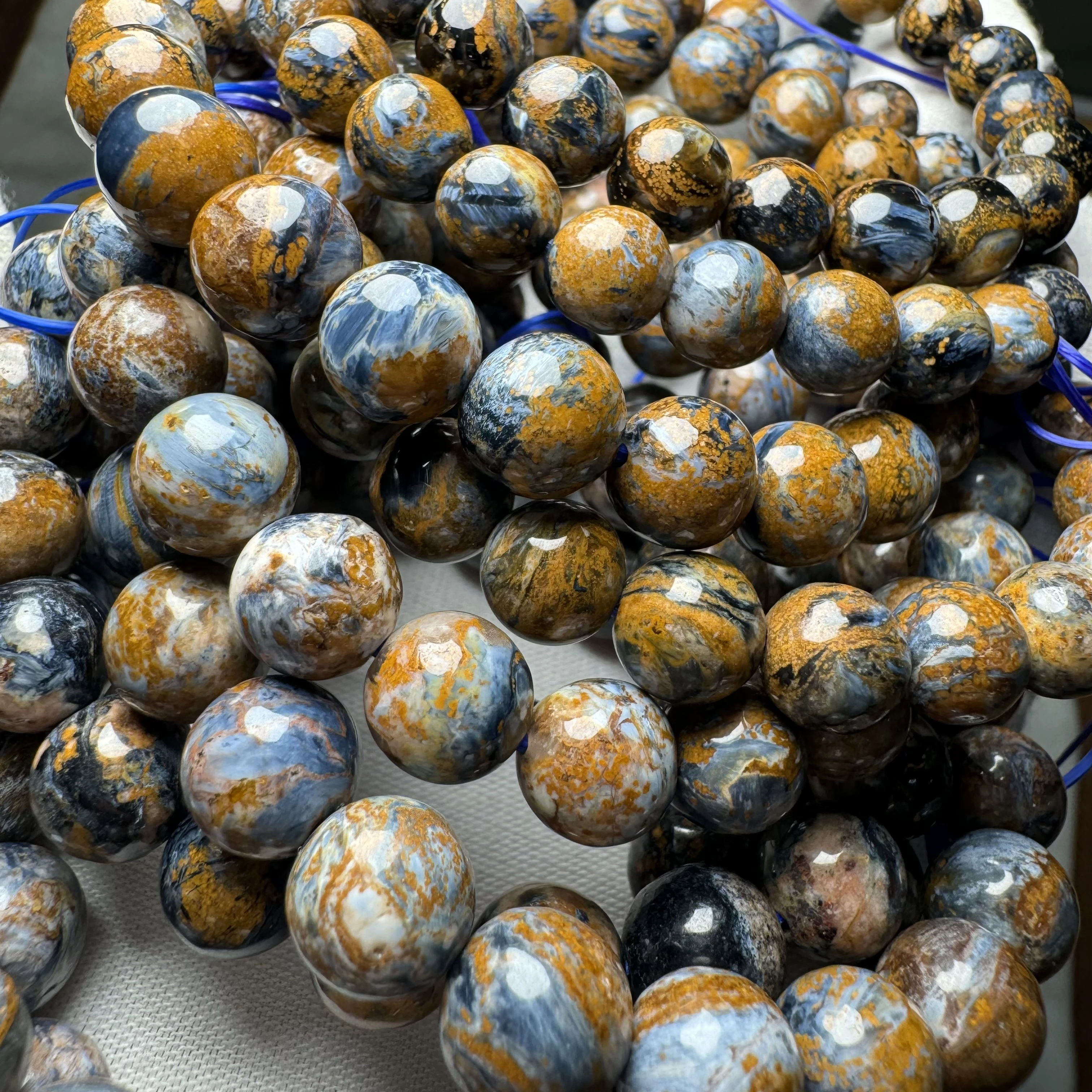 Meihan Natural AAA Namibia Denim Blue Pietersite Smooth Round Loose Beads Stone Hot Selling Sroducts For Jewelry Maikng Design