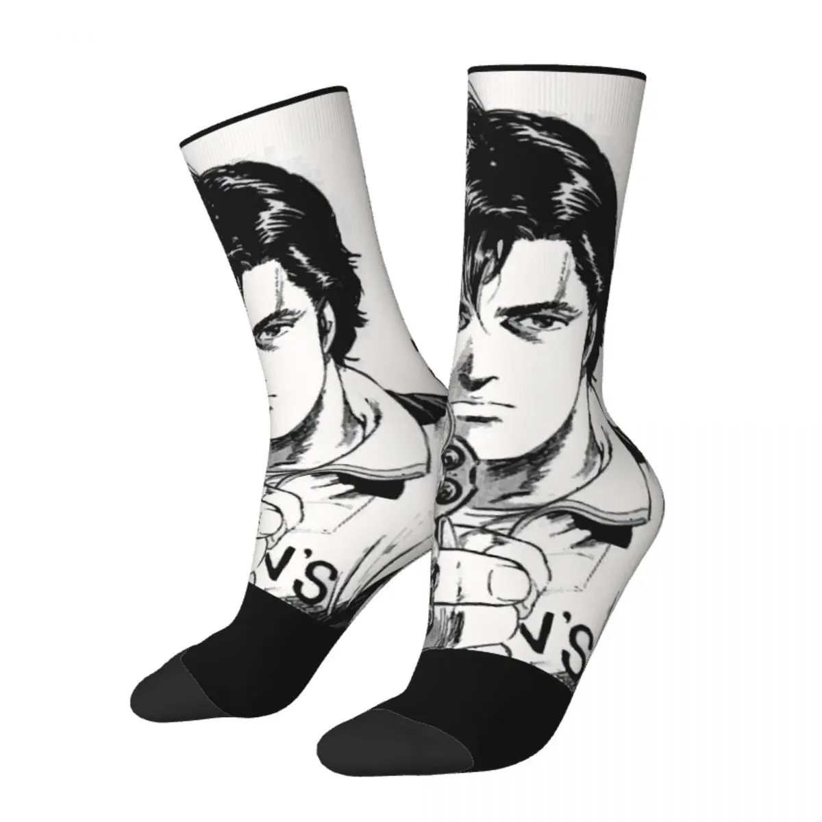 Funny Happy Men's Socks Nicky Larson Vintage Harajuku City Hunter Saeba Ryo Makimura Kaori Tsukasa Hojo Casual Crew Crazy Sock