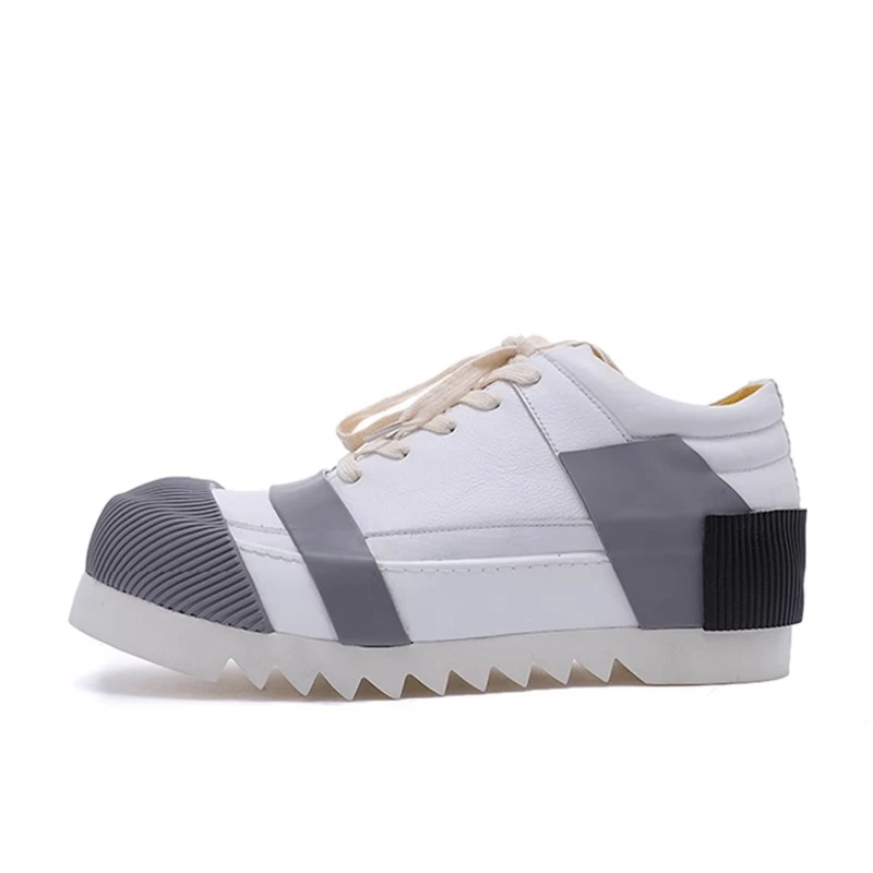 

New Design Premium Men Shoes Genuine Leather Handmade Art-dyed Casual Retro Sneakers Thick Sole Trend Casual Skateboarding Shoes