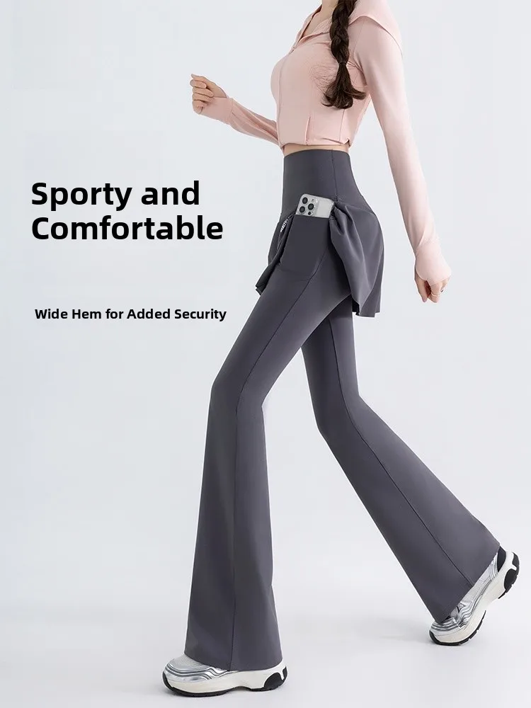 

High Waist Yoga Pants Women's Two-Piece Skirt Sle Elastic Waisand No B Binding Hoof ape Long Leggings