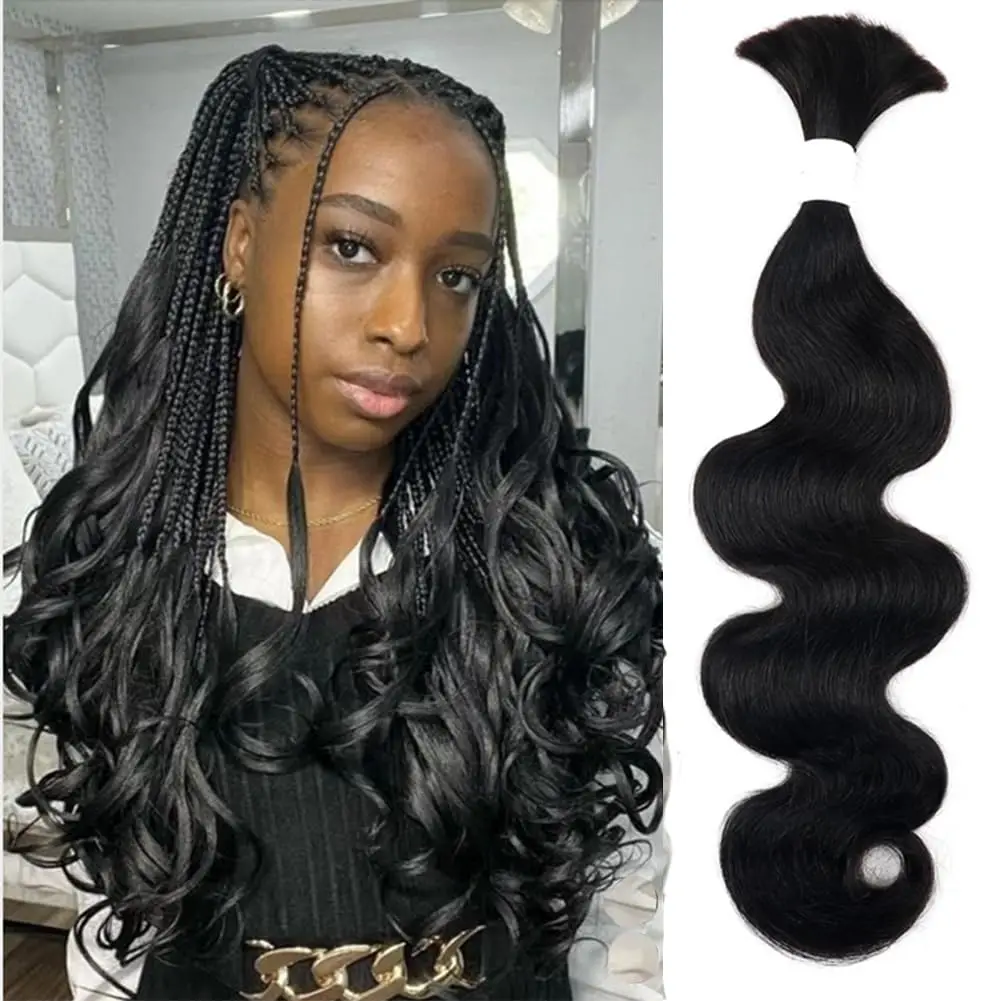 

Натуральные волосы для плетения косичек Body Wave, необработанные, мягкие и шелковистые, без трессов, для микроплетения, 100 г