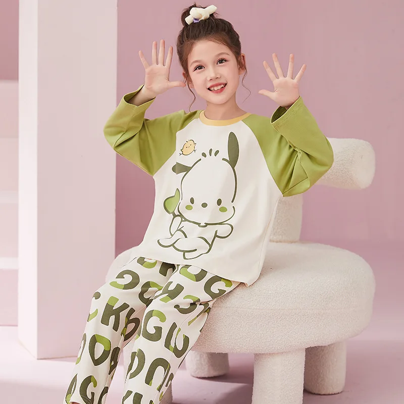 Lovely Pochacco Fashion Pajama Sets Girls Popular Print Comfortable Soft Night Clothes Set Long Sleeved Pants Autumn Winter