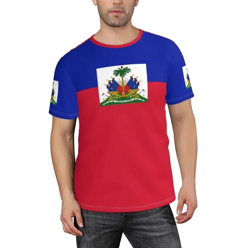 2024 Haiti National Flag 3D T-shirt Fashion Harajuku Streetwear Tees Men Short Custom Sports Cycling Quick Drying Clothes Tee