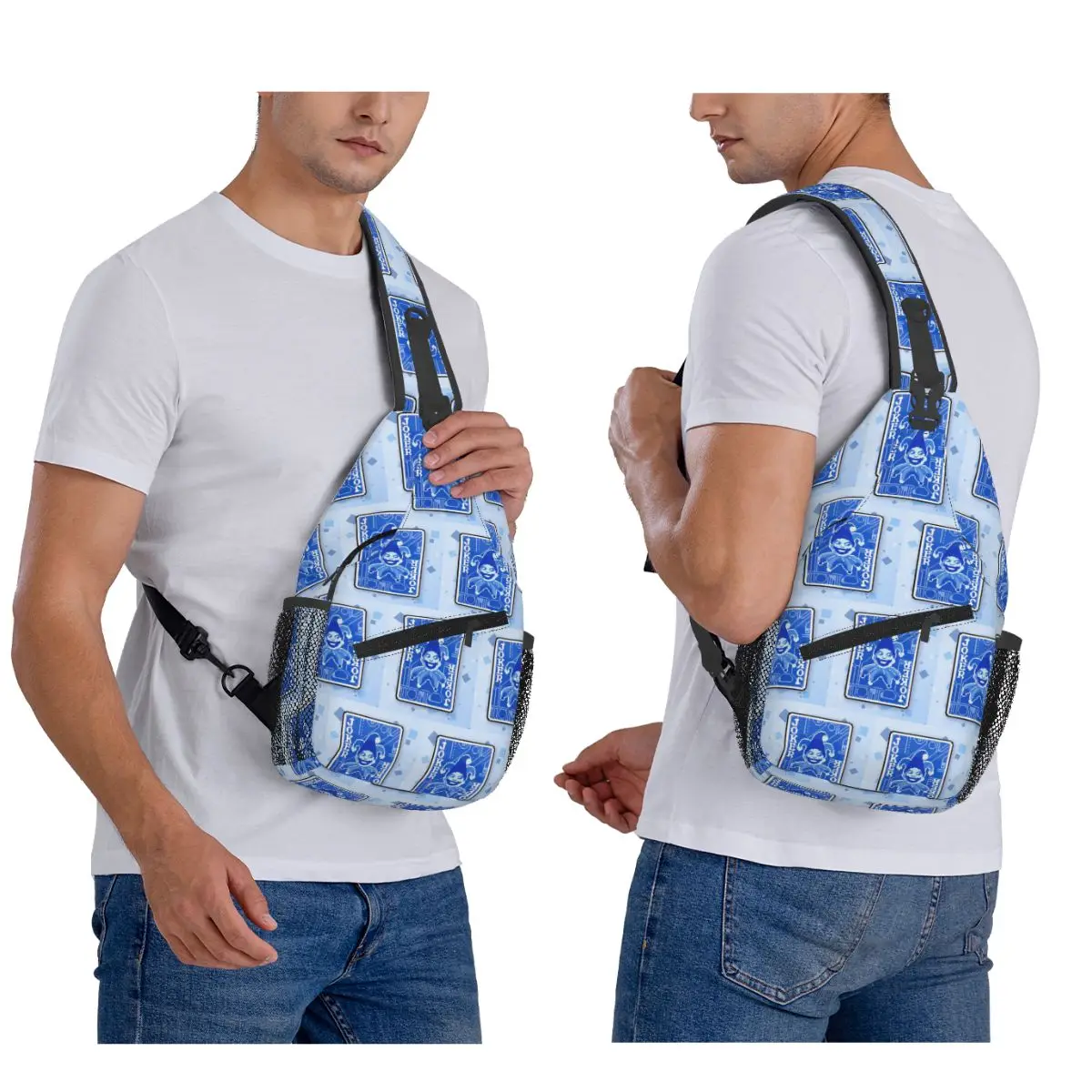 Balatro بطاقة الألعاب جوكر مضحك حقيبة الصدر الرجال حبال Crossbody على ظهره حقيبة صدر للرجال السفر المشي لمسافات طويلة Daypack حقيبة كتف