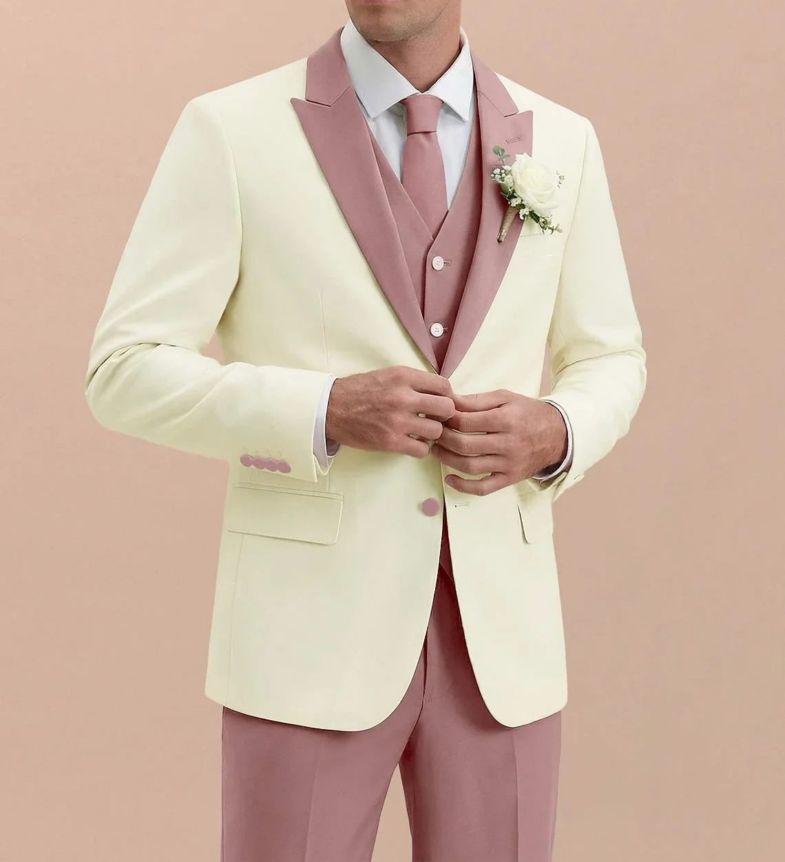 Men'S Grooming Cream - Slim Fit Kremowy Pudrowy Różowy Męski
