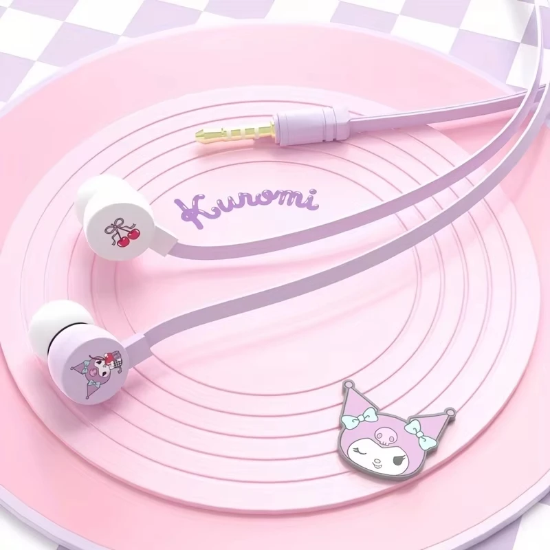 New Sanrio JS-0131 in-ear Wire Earbuds Kuromi Cinnamoroll Music Earphones My Melody Kawaii Games Sports Headphones Pochacco Gift