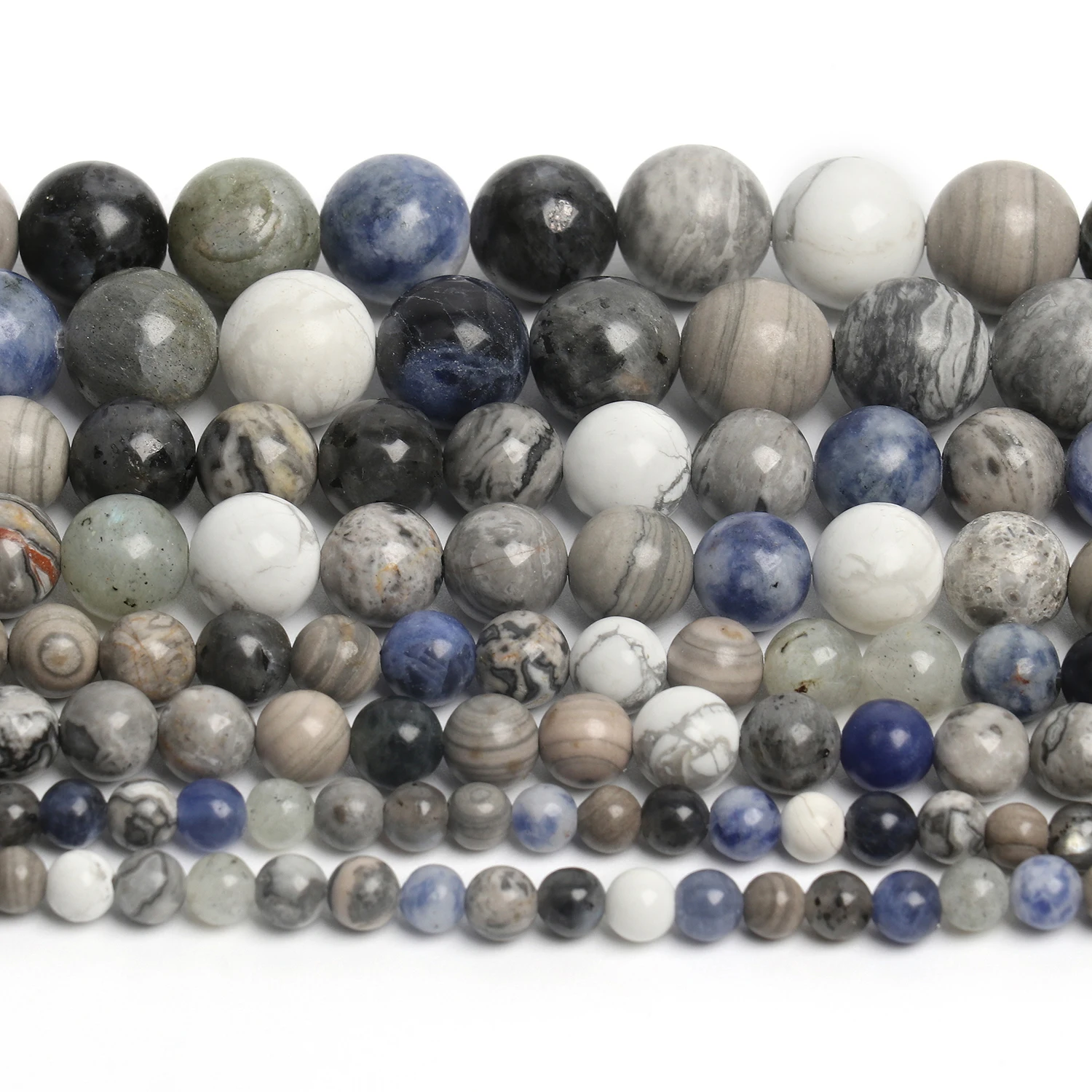 4 6 8 10mm Nature Stone Mixed Stone Round Beads Loose Spacer Beads For Jewelry Making DIY Earring Bracelets Necklaces Accessory