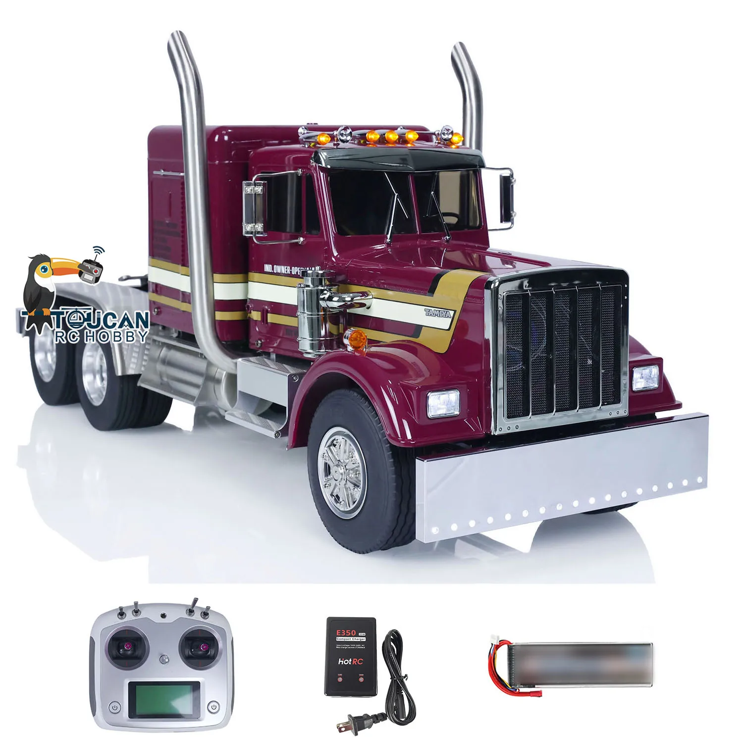 

Upgraded 1/14 RC 6x6 Tractor Truck Metal Chassis RTR Remote Control Car 56301 Sound Light 2-speed Gift TOUCAN HOBBY THZH1656