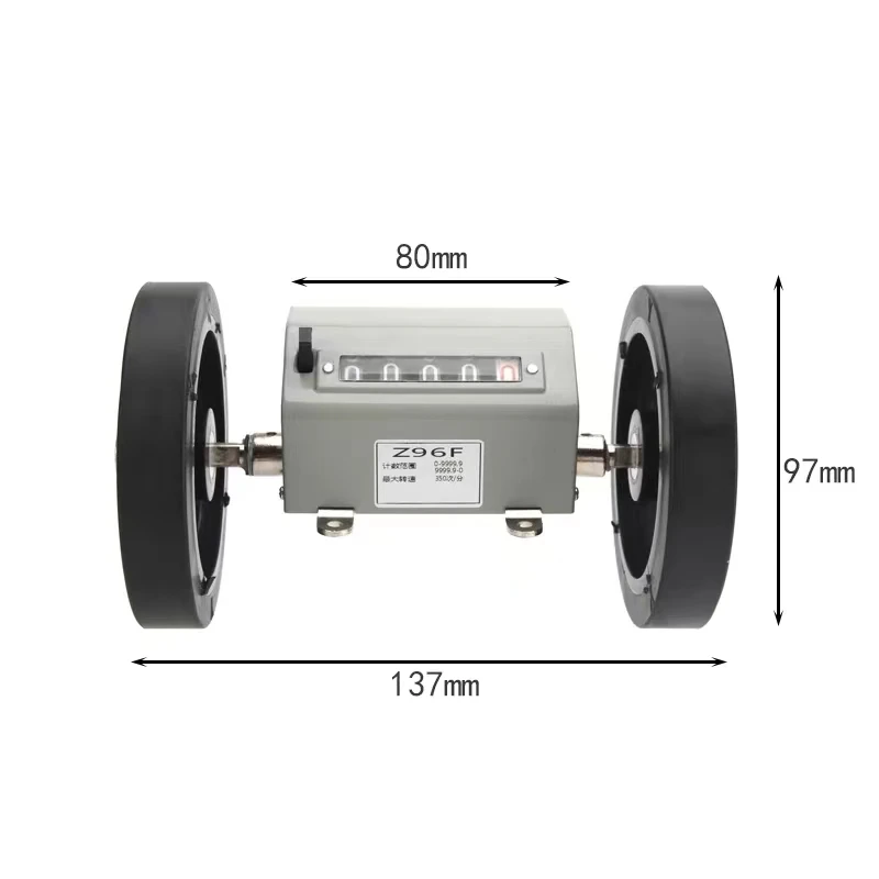 Z96-F Mechanical Meter Counter Length Distance 0-9999.9 Double Rolling Wheel Mechanically Driven Recorder Measuring length