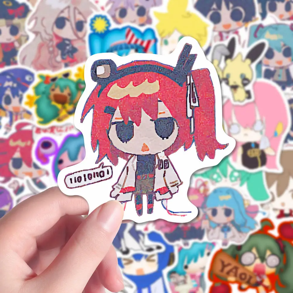 

48pcs/set New Anime Hatsune Miku Rin Len Kaito Kasane Teto Q version Kawaii Figure sticker Model Toys Doll DIY Gifts