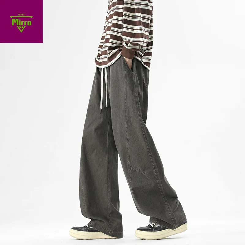 

【Mirrordust】American High StreethiphopMen's Casual Pants Versatile Loose Straight Wide-Leg Pants