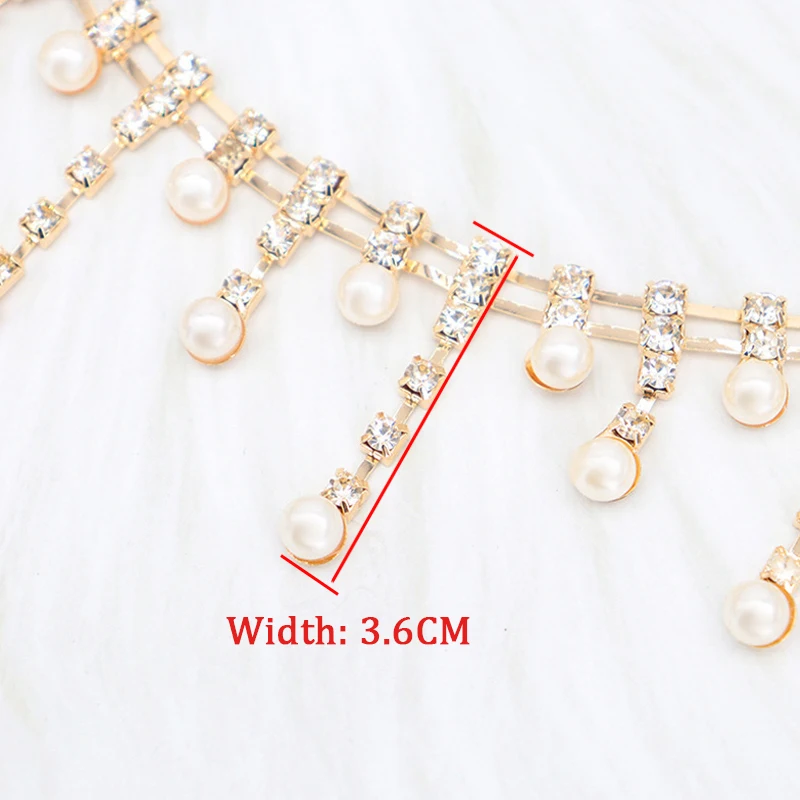 10Yards Rhinestone Chain Crystal Diamond Tassel Rhinestone Pearl Chain Clothing Accessories DIY Wedding Party Gift Decoration