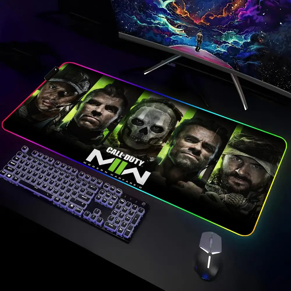 Call of Duty Mouse Pad Gamer RGB Deskmat Keyboard Mat Gaming Laptops LED Mousepad Desk Protector Anime Mause Mats