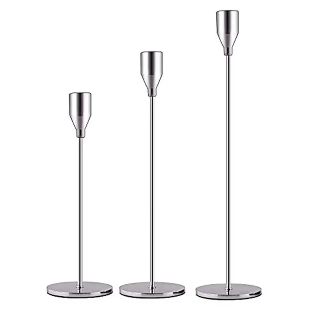 

3Pcs High Footed Metal Candle Holders Creative Cup Rust-proof Wedding Candle Stand Flat Bottom Decorative Candle Containers