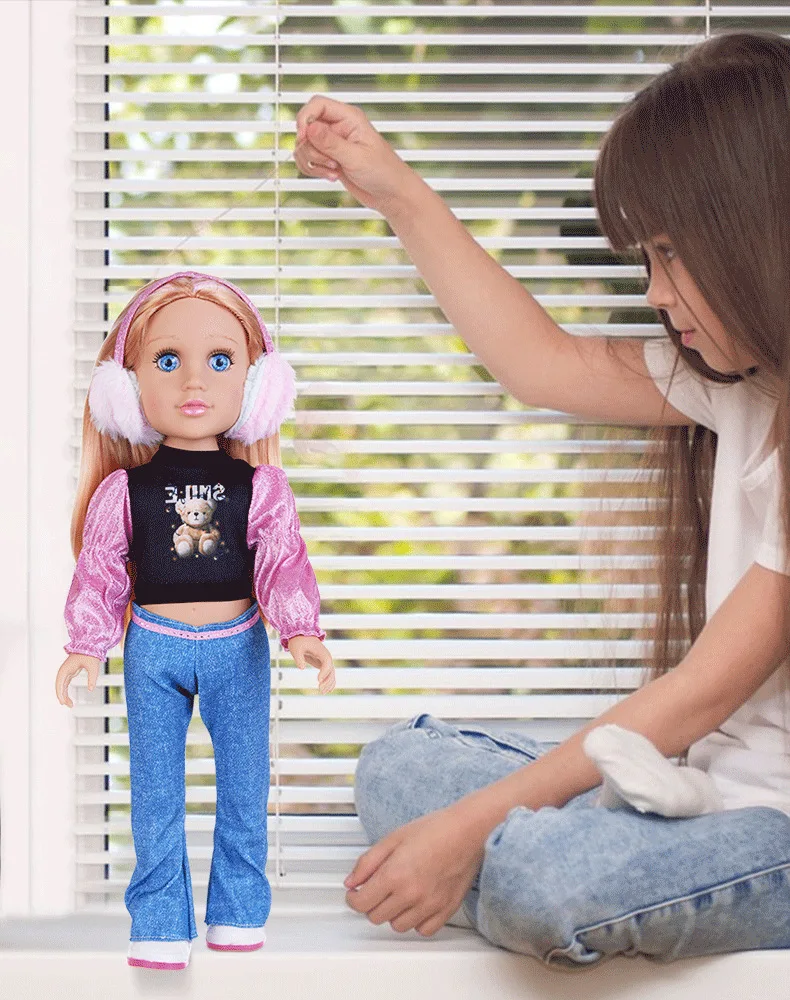 Kawaii 18 Inch Reallistic Silicone Simulation Doll With Clothes American Dolls Playing House Game Best Birthday Christmas Gift