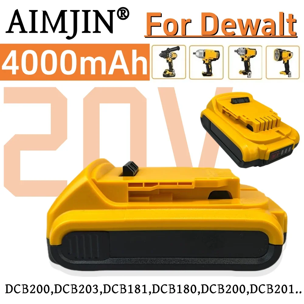 Do elektronarzędzi DeWalt 20V bateria 4000mAh akumulator litowo-jonowy zamiennik DCB200 DCB205 DCB206 DCB184 DCB201