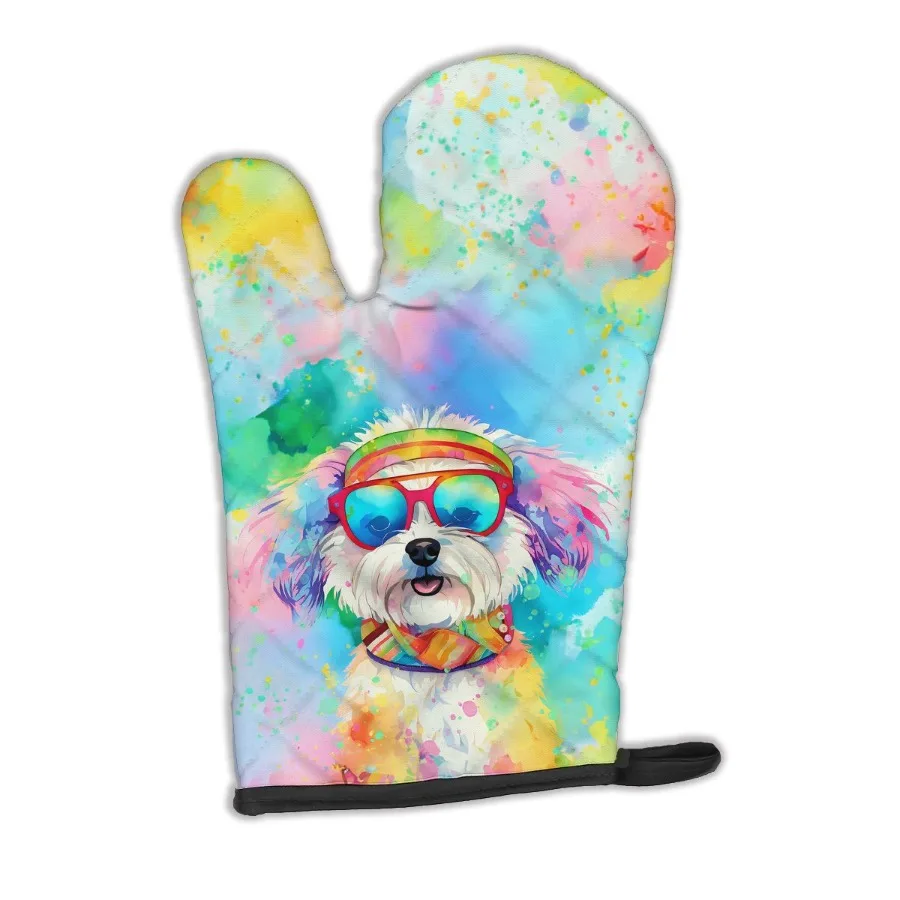 

Bichon Frise Hippie Dawg Oven Mitt Heat Resistant Thick Oven Mitt for Hot Pans and Oven Kitchen Mitt Protect Hands Cooking Baki