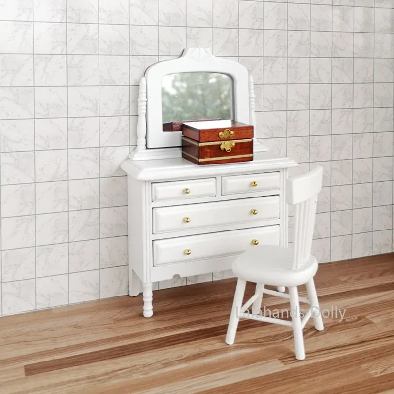 Dollhouse Mini Miniature Dressing Table Jewelry Box Model Decorative Piece Dollhouse Food Play  Furniture Decorative Accessories