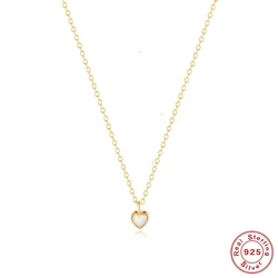 AIDE 925 Sterling Silver Woman Love Heart Zircon Pendant Necklaces Virgin Girls Jewelry 18k K Gold Color Chain Link Necklaces