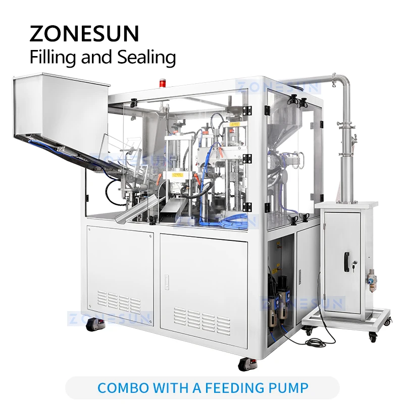 ZONESUN ZS-FS009U Full Automatic Toothpaste Hand Cream Body Lotion Soft Tube Filling Ultrasonic Sealing Welding Machine