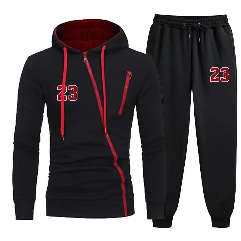 Tracksuit Men New in Sports Printing Zipper Jacket Coat Casual Hooded Sweatshirts Jogging Sweatpants OutdoorsWarm Men's clothing