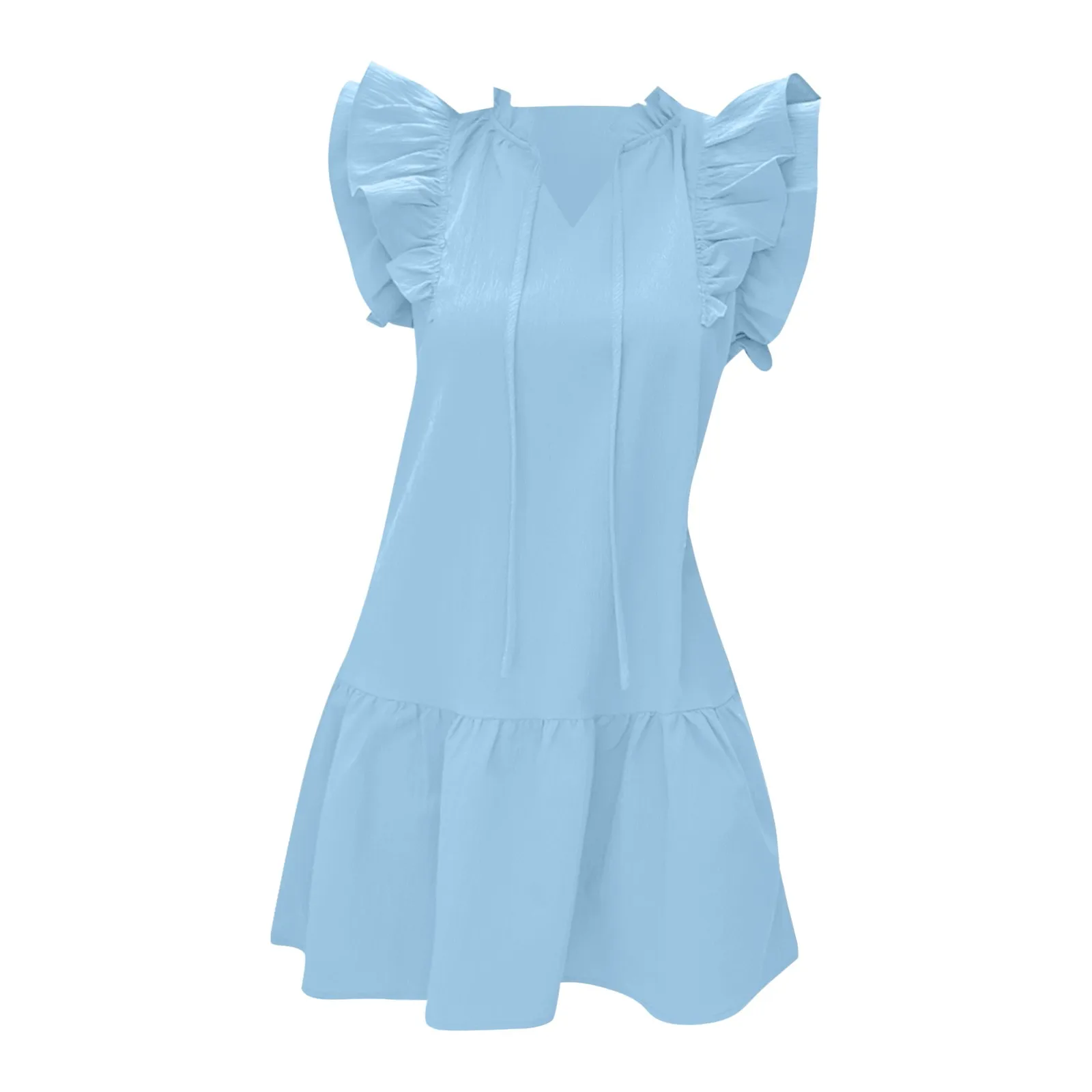 Mini Robe Élégante à Manches Papillon pour Femme, Col en V, Couleur Unie, Vêtement Court, Vacances d'Été, Bal de Promo, Boîte de Nuit